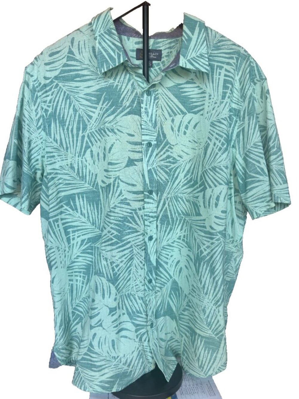 Wallin & Bros Short Sleeve Button Up Tropical Print Green Hawaiian Shirt XXL